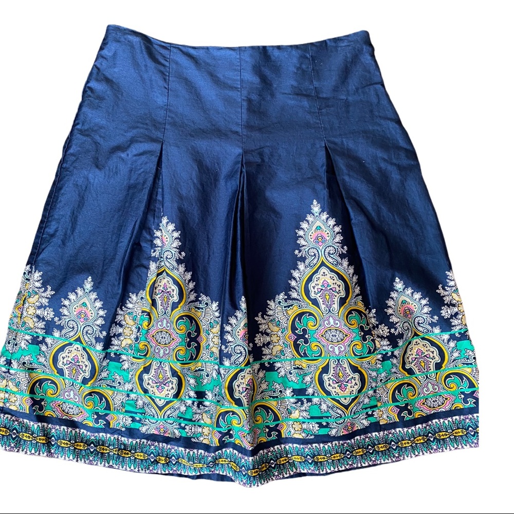 CHARTER CLUB Navy Blue Floral Print Pleated SKIRT